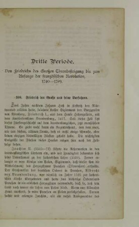 Dritte Periode. Von Friedrichs des Großen Thronbesteigung bis zum Anfange der französischen Revolution, 1740 - 1789