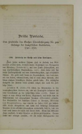 Dritte Periode. Von Friedrichs des Großen Thronbesteigung bis zum Anfange der französischen Revolution, 1740 - 1789