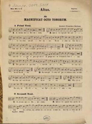Psalmodia vespertina : quatuor vocum, 3. Magnificat octo tonorum