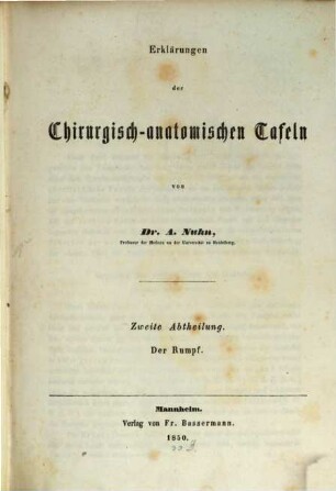 Erklärungen der chirurgisch-anatomischen Tafeln, 2. Der Rumpf