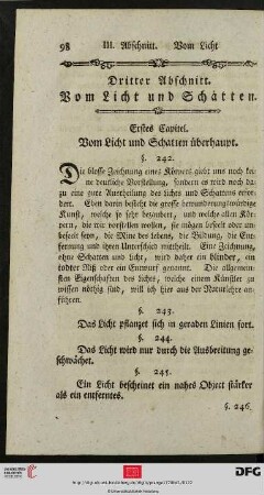 Dritter Abschnitt: Vom Licht und Schatten