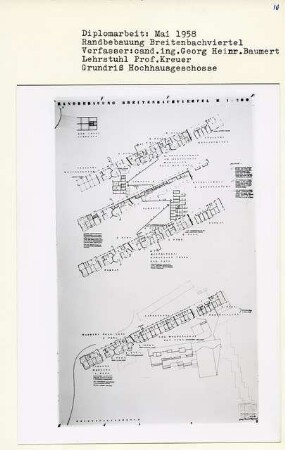 Randbebauung Breitenbachviertel, Berlin-Dahlem (Diplomarbeit bei Willy Kreuer): Hochhausgeschosse, Grundrisse 1:200