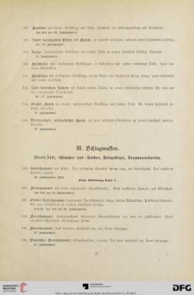 III. Schlagwaffen (Nr. 245-273)