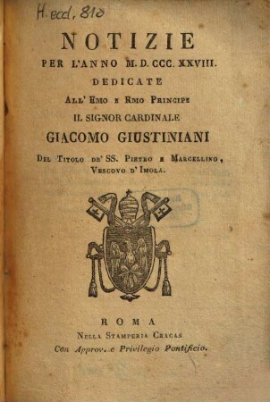 Notizie : per l'anno ..., 1828