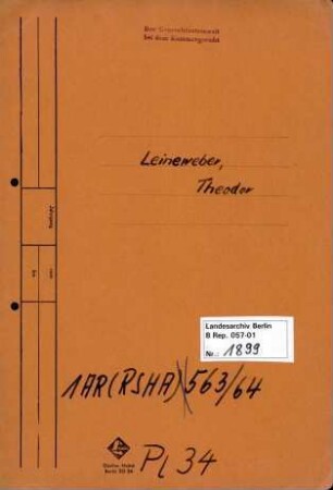 Personenheft Theodor Leineweber (*30.01.1912), SS-Obersturmführer