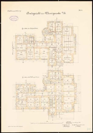 Amtsgericht und Gefängnis, Wernigerode: Grundriss Keller, Erdgeschoss 1:100