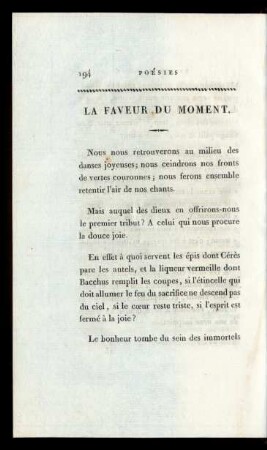 La Faveur Du Moment.