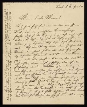 Brief an Mama, 19.04.1910, Lindi