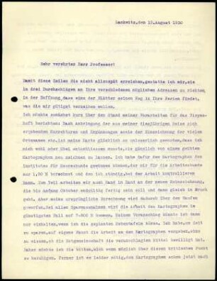 H. Lehmann an G. Karo