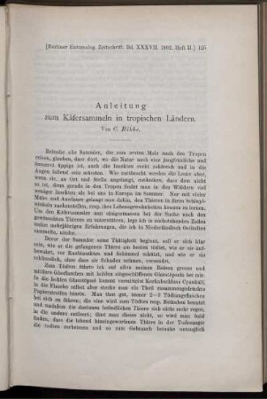Anleitung zum Käfersammeln in tropischen Ländern.