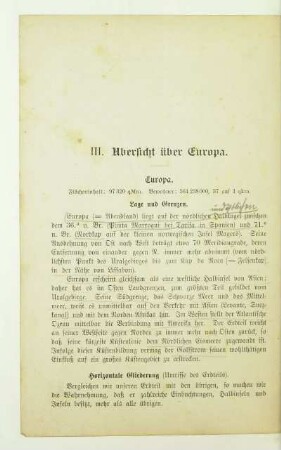 III. Übersicht über Europa