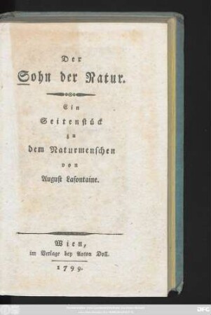 Der Sohn der Natur : Ein Seitenstück zu dem Naturmenschen