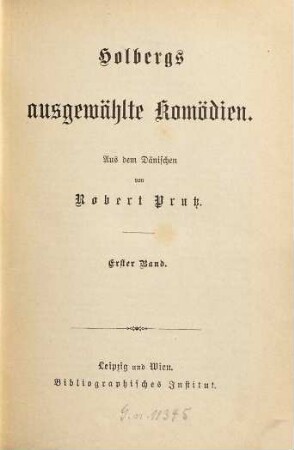 Holbergs ausgewählte Komödien, 1