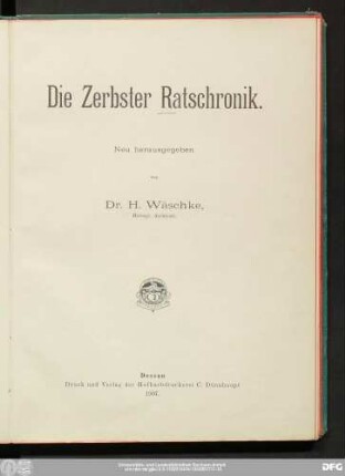 Die Zerbster Ratschronik
