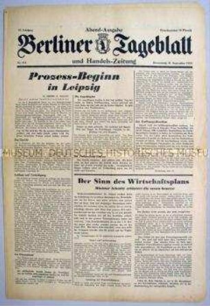 "Berliner Tageblatt" zur Eröffnung des Reichstagsbrandprozesses