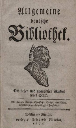 Des sieben und zwanzigsten Bandes erstes Stück.