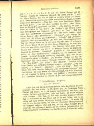 IV. Zersplitterung.Nachleben. (Sept. 1774 - April 1775)