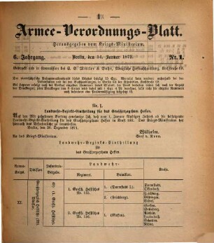 Armee-Verordnungsblatt. 6. 1872