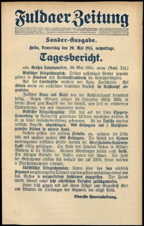 Ausgabe vom Donnerstag, den 20. Mai 1915.