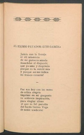 Al eximio payador «Luis Garcia»