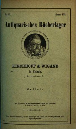 Antiquarisches Bücherlager von Kirchhoff & Wigand in Leipzig. 541. 1878