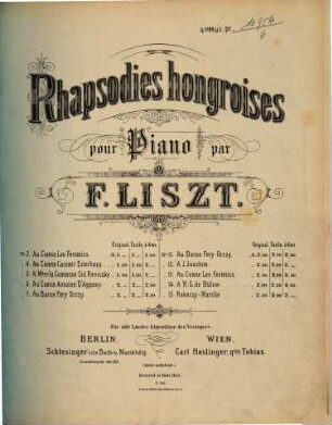 Rhapsodies hongroises : pour piano. 13