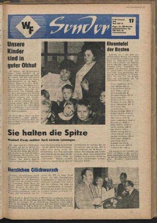 Betriebszeitung 'WF-Sender', Nr.17/1970 (2. Mai-Ausgabe 1970)