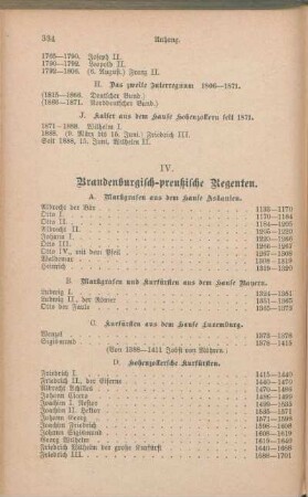 IV. Brandenburgisch-preußische Regenten.