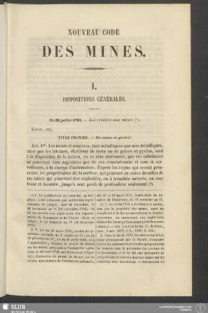I. Dispositions générales
