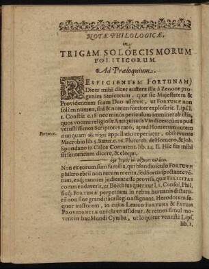 Notae Philologicae in Trigam Soloecismorum Politicorum