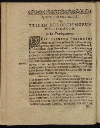 Notae Philologicae in Trigam Soloecismorum Politicorum
