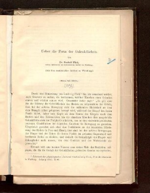 Ueber die Form der Gelenkflächen : (aus dem anatomischen Institut zu Würzburg)