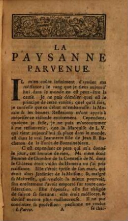 La Paysanne Parvenue Ou Les Memoires De Madame la Marquise de L. V., 1