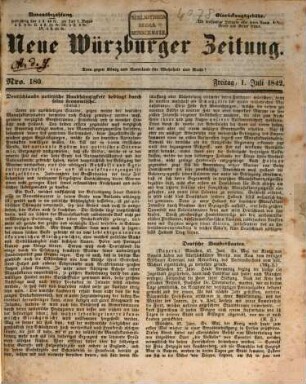 Neue Würzburger Zeitung : Würzburger Abend-Zeitung ; Würzburger Anzeiger und Handelsblatt. 1842,7/12