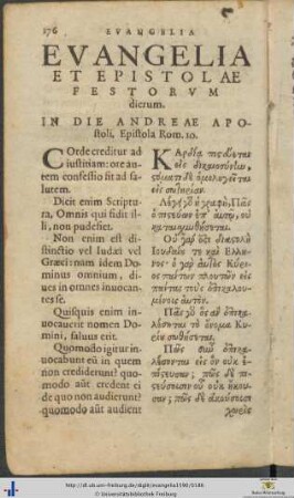 Evangelia Et Epistolae Festorum dierum