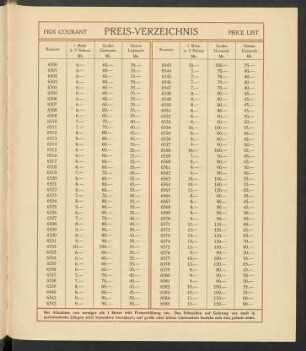Preis-Verzeichnis
