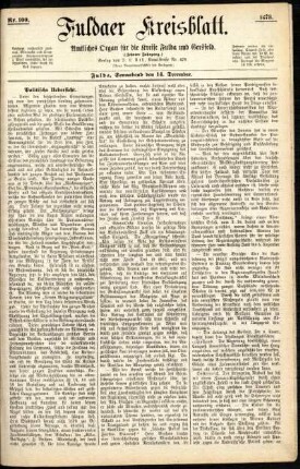 Erste Ausgabe vom Samstag, den 14. Dezember 1878.