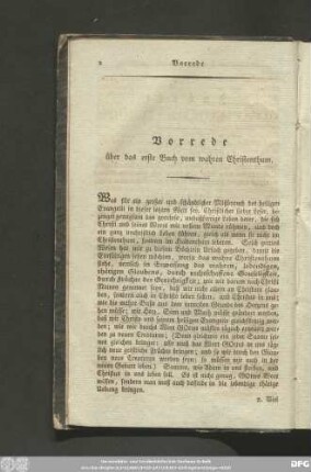 Vorrede über das erste Buch vom wahren Christenthum.