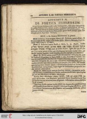 Appendix II: De Poetica Hebræorum