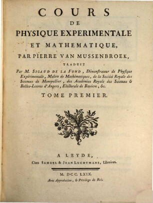 Cours De Physique Experimentale Et Mathematique, 1