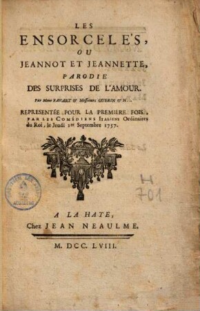 Les Ensorcelés, ou Jeannot et Jeannette : parodie des surprises de l'amour
