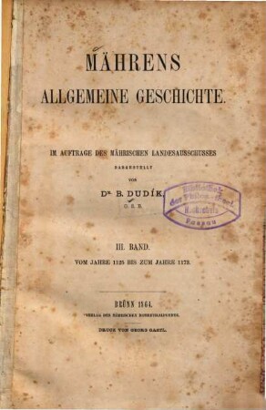 Mährens allgemeine Geschichte, 3. Vom Jahre 1125 bis zum Jahre 1173.