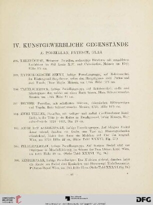 A) Porzellan, Fayence, Glas (Nr. 298-402)