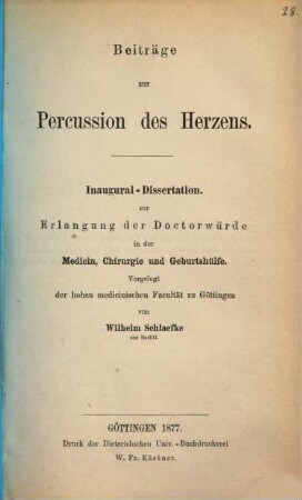 Beiträge zur Percussion des Herzens : Inaug.-Diss.