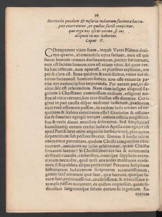 Horrenda quaedam et nefaria Iudaeorum facinora hoc capite enarrantur ... Caput V.