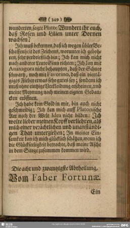 Die acht und zwantzigste Abtheilung, Vom Faber Fortunae
