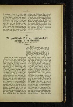 ¬Die¬ gemütbildende Seite des naturgeschichtlichen Unterrichts in der Volksschule