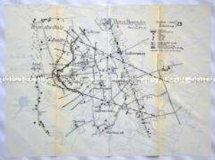 Handgezeichnete Skizzen zu den Kämpfen an der Westfront im Jahr 1918