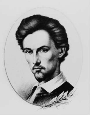 Reproduktion eines Porträts des Dichters Sándor Petöfi (1823-1849)