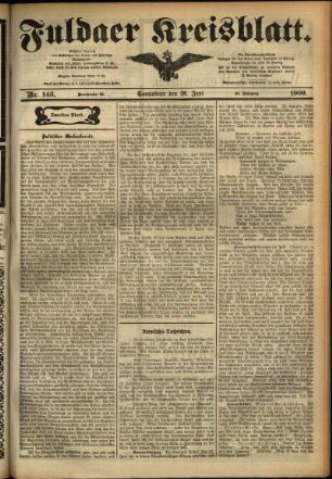 Zweite Ausgabe vom Samstag, den 26. Juni 1909.